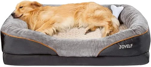 Vista 10 de Cama Joyself ortopédica de espuma viscoelástica con cubierta lavable extraíble para perro y juguetes con sonido de regalo, Gris