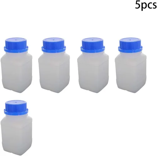 Vista 4 de 5 botellas de plástico de 8.45 onzas / 8.5 fl oz, botellas de reactivo químico de laboratorio de 3.4 fl oz de boca ancha, botellas cuadradas
