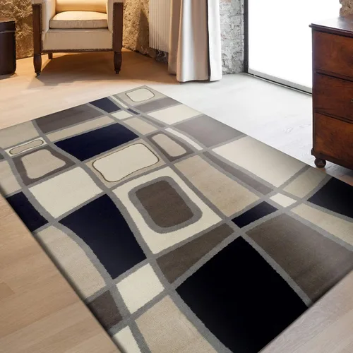 Vista 14 de Superior Alfombra de área de 2 x 3 pies y 0.394 in de altura con respaldo de yute, tejida a la moda y asequible colección Abner, color negro