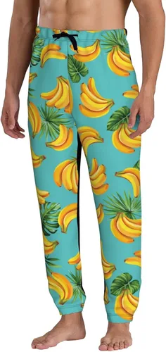 Vista 2 de Mens Cool Joggers Pants Tropical Palm Leaves and Bananas Novelty Casual Sweatpants with Drawstring