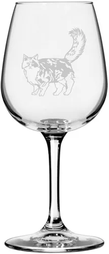 Vista 80 de Copa de vino de 12.75 onzas con temática de gato abisinio grabada para todo uso