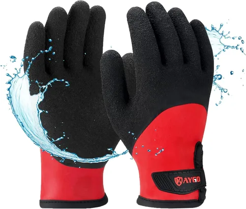 Vista 8 de KAYGO Guantes de trabajo térmicos impermeables con aislamiento – KG140W, guantes de invierno para condiciones frías para hombres y mujeres, mano