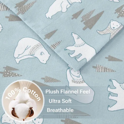 Vista 65 de Sleep Philosophy - True North - Juego de sábanas de franela, 100% de algodón, cómodo, bonito y muy suave, con bolsillo elástico que se adapta a