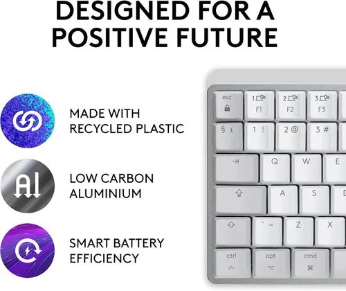 Vista 5 de Logitech MX Mechanical Mini - Teclado inalámbrico iluminado para Mac, interruptores de rendimiento de bajo perfil, teclas táctiles silenciosas, Gris