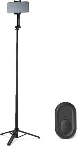 Vista 9 de Amazon Basics Trípode portátil y flexible con control remoto inalámbrico y abrazadera para teléfono inteligente, 10 pulgadas de largo, color negro
