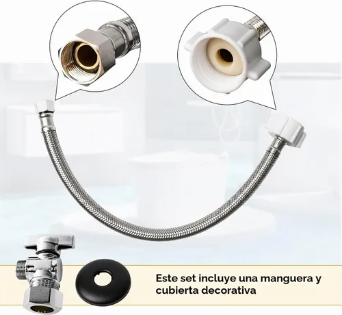 Vista 4 de Kit de fontanería de conector de inodoro, válvula de juego de inodoro completo, entrada NOM de 1/2 pulgada x 3/8 pulgadas OD ángulo de salida