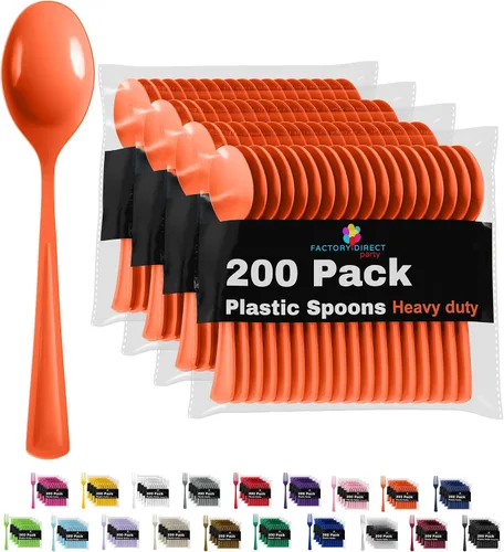 Vista 9 de Party Solids - Cucharas de plástico negro, 200 piezas, cucharas negras, utensilios desechables, juego de cubiertos de plástico resistente