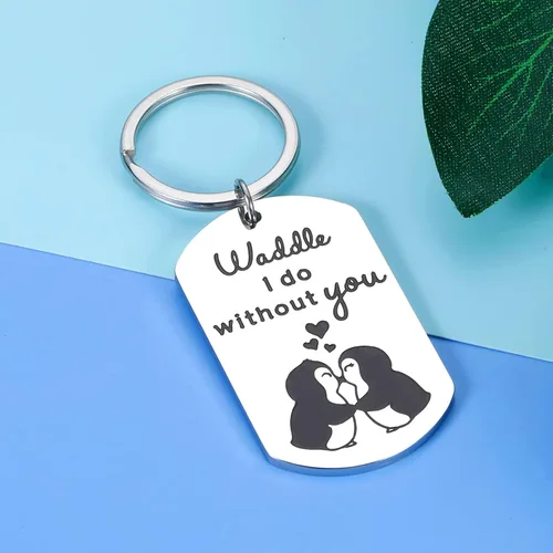 Vista 6 de Divertidos regalos de pingüino, llavero de San Valentín para mujeres, hombres, novio, novia, regalo para marido, esposa, cumpleaños, boda