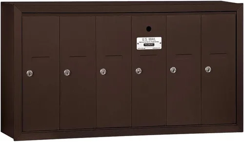 Vista 8 de Salsbury Industries Buzón vertical montado en superficie 3506ASU con 6 puertas y acceso USPS, aluminio