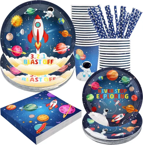 Vista 12 de Decoraciones para la fiesta del té de Alicia - Platos de papel para baby shower, servilletas, tazas y pajitas para 24 invitados, juego de vajilla