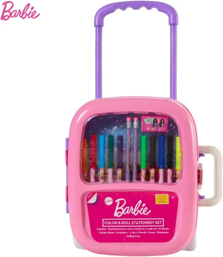 Vista 3 de Juego de Colorear y Enrollar de Barbie con Estuche de Transporte, Pegatinas y Suministros Artísticos