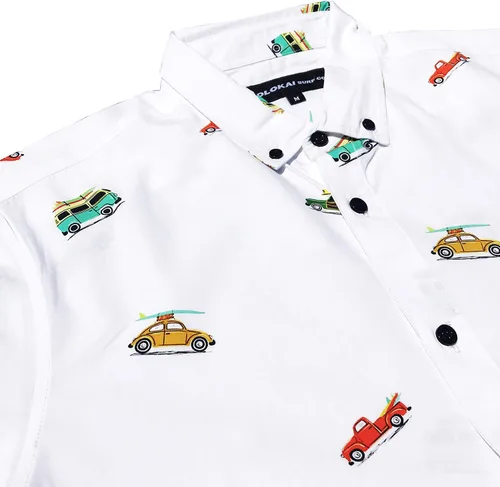 Vista 2 de M MOLOKAI SURF - Camisas de manga corta de estilo hawaiano con botones y ajuste delgado