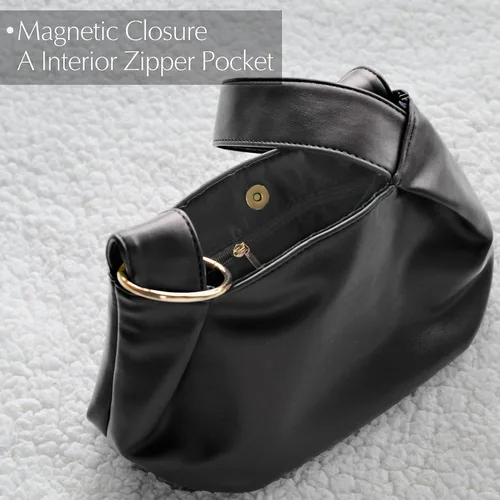 Vista 5 de Bolso de mano para mujer, de piel vegana, suave, con asa superior, bolso pequeño
