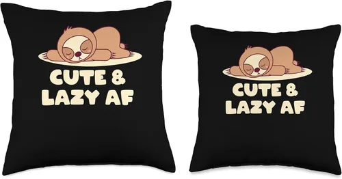 Vista 3 de Laziness Witty Animal Lover Sayings Funny Sayings Linda y perezosa almohada de humor con temática de perezosos divertidos, 16 x 16 pulgadas