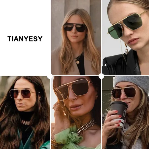 Vista 2 de Gafas de sol clásicas estilo aviador vintage para mujeres y hombres, montura grande, gafas de sol retro de los años 70