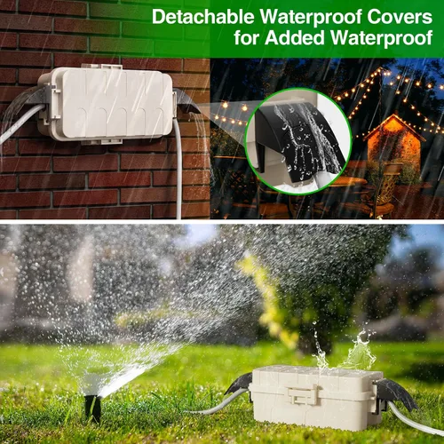 Vista 3 de IP55 Pequeña caja eléctrica al aire libre impermeable, para regleta Inner 5.9 x 3.2 x 1.8inch, Extension Cord Cover with Detachable Awning Covers
