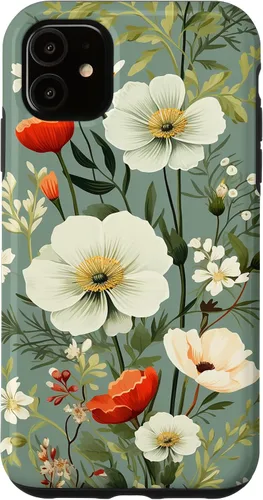 Vista 8 de Sage Green Flower Wildflower Pattern Floral Case for iPhone 17
