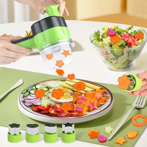 Vista 3 de Juego de cortador de verduras eléctrico 4 en 1 portátil, recargable, procesador de alimentos y picadora inalámbrica para mezclar alimentos