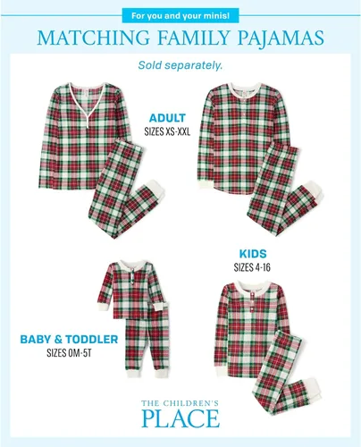 Vista 7 de The Children's Place Family Matching, Plaid Waffle 2 Piece Pajama Sets