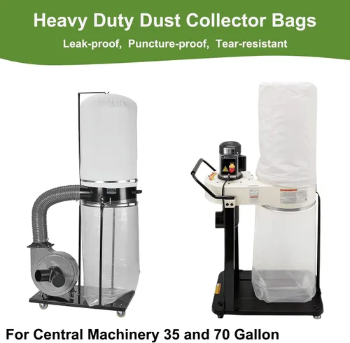 Vista 3 de Bolsas colectoras de polvo, 7 mil de dos caras de 19.5 pulgadas de diámetro, 31 pulgadas de ancho x 40 pulgadas de largo, bolsa de recolección