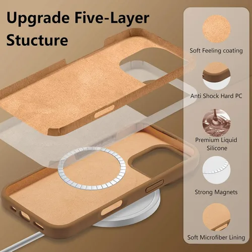 Vista 575 de Funda magnética de silicona para iPhone 13 Pro, color blanco antiguo [Compatible con Magsafe] [Forro de microfibra suave antiarañazos], funda
