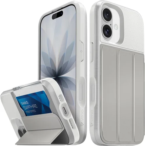 Vista 58 de VENA vCommute - Funda tipo cartera para iPhone 15, [protección contra caídas de grado militar] Funda de cuero con ranura para tarjetas con soporte
