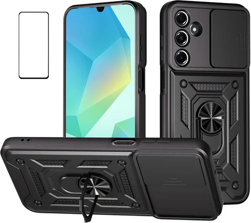 Vista 42 de Funda para Motorola Moto G 5G 2024 con protector de pantalla, funda protectora con protector de cámara, funda protectora con función atril para Moto