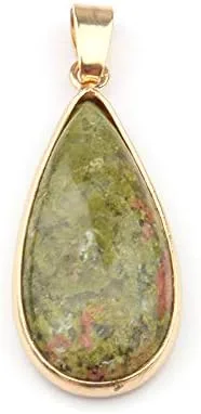 Vista 3 de LE SKY Colgantes de piedra natural colgantes de gota de agua con borde dorado encanto para la fabricación de joyas 3 piezas, Piedra Piedra Ágata