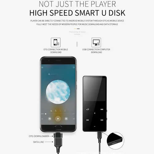 Vista 9 de Reproductor MP3 MP4, sonido de audio sin pérdida de alta fidelidad BT 5.0, gran movimiento, reproductor portátil multiusos para reproducción