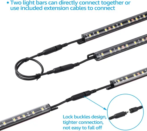 Vista 5 de TORCHSTAR Kit de iluminación LED inteligente con control de voz, (6) barras de luz enlazables regulables de 12 pulgadas, compatible con interruptor