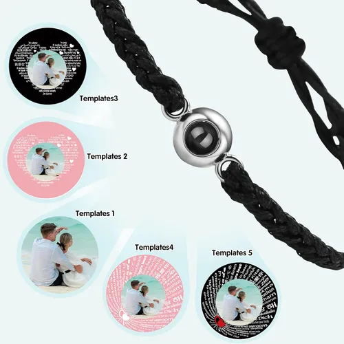 Vista 4 de SUPHELPU Pulseras personalizadas con imagen en el interior, pulseras personalizadas para parejas con fotos, foto circular, hecha a mano, cuerda