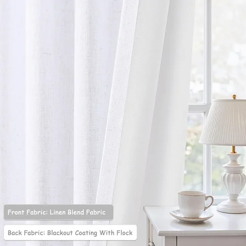 Vista 2 de UHITECH - Cortinas opacas beige para sala de estar, cortinas cortas de 35 pulgadas para habitación, cortinas negras para ventanas pequeñas, paneles