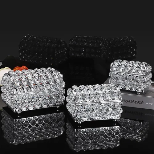 Vista 8 de Hipiwe Caja de joyería de cristal con espejo plateado para cofre del tesoro, pequeña caja de recuerdos, vitrina decorativa para joyas, organizador