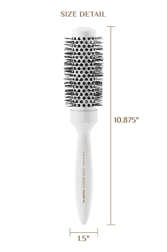 Vista 3 de Cricket Cepillo térmico de coco ultra suave, barril de cerámica de 1.5 pulgadas, aceite de coco y queratina, cerdas antiestáticas resistentes al