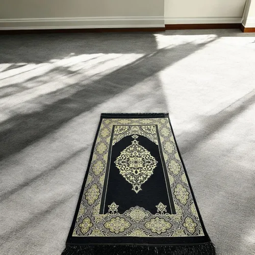 Vista 4 de SAIKA Alfombra de oración musulmana, juego de regalo islámico, corán árabe completo de terciopelo, elegante caja de diseño de Kaaba, tablero de mesa