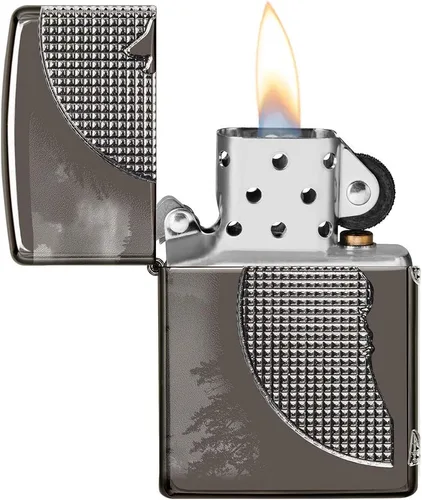 Vista 3 de Encendedores Zippo Lobo Armadura Negro Hielo Lobo Luna Diseño