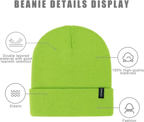 Vista 42 de Gorros de lana para mujeres y hombres, unisex, de punto suave, con puños, diseño de calavera, elástico, color sólido, sombreros de invierno