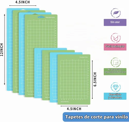 Vista 3 de IModeur Paquete de 8 alfombrillas de corte (4.5 x 6.5 pulgadas, 4.5 x 12 pulgadas) alfombrillas de corte verdes y azules para accesorios de máquinas