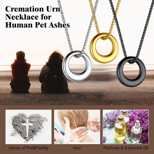 Vista 27 de Richsteel Collar de urna para cenizas, joyería de cremación, colgante de recuerdo conmemorativo con cadena