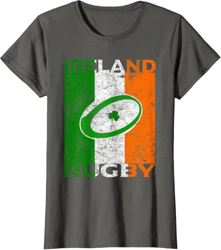 Vista 9 de Camiseta de rugby irlandés con la bandera de Irlanda, regalo vintage Negro