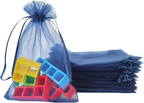 Vista 44 de Paquetes de 50 bolsas de organza de regalo de 4 x 6 pulgadas, cordón negro a granel para baby shower, Navidad, cumpleaños de profesores, recuerdos
