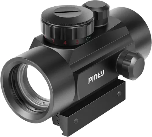 Vista 11 de PINTY Óptica de punto rojo reflex con múltiples retículas, visor táctico compacto para rifle con riel Picatinny, pistola, Airsoft