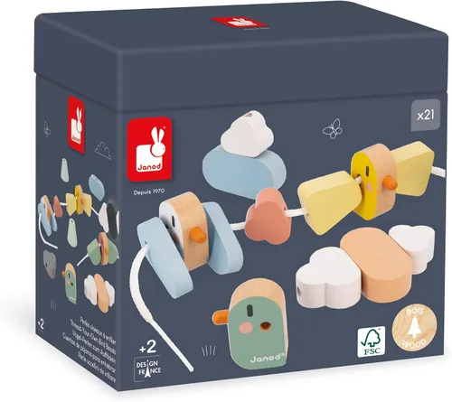 Vista 8 de Janod - Sweet Cocoon Thread Beads - 21 Birds, Wings and Clouds - Develops Fine Motor Skills - FSC Wooden Toy - Learning Game - From 24 Months, J04050