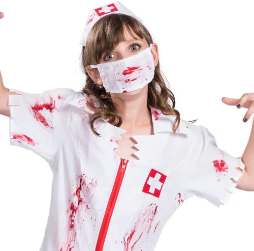 Vista 3 de EraSpooky Disfraz de enfermera zombie de Halloween para niñas