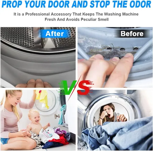 Vista 3 de Soporte para puerta de lavadora de carga frontal, tapón flexible para puerta de lavadora que ayuda a que tu lavadora se seque correctamente