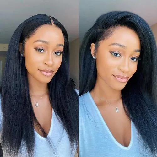 Vista 8 de Pelucas de cabello humano lacio con encaje transparente HD 360 frontal con cabello de bebé rizado, cabello virgen brasileño, bordes rizados, línea