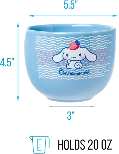 Vista 154 de Silver Buffalo Hello Kitty y sus amigos Chococat - Tazón de cerámica para ramen y arroz con palillos, patrón a cuadros, apto para microondas, 20