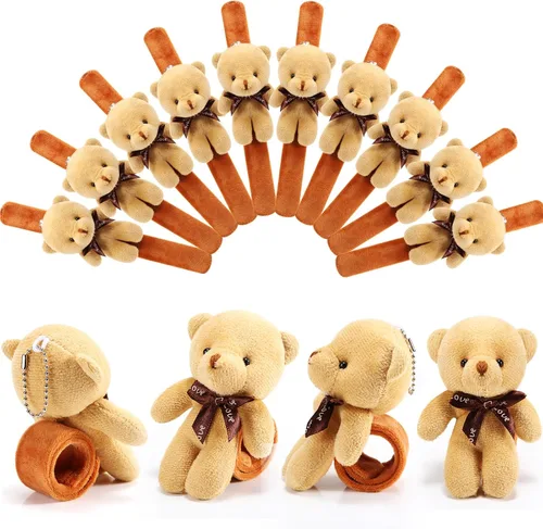 Vista 11 de Ceenna - 16 pulseras de animales de peluche para niños, color marrón