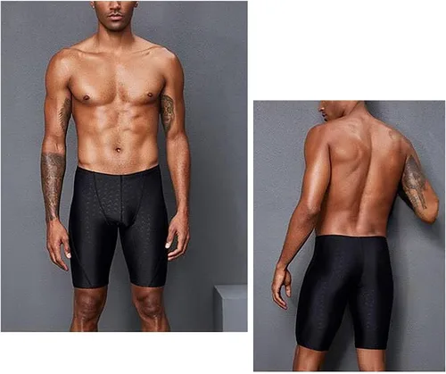 Vista 5 de BROKIG Traje de baño para hombre, escalas reflectantes de resistencia, pantalones cortos de natación de regazo, traje de baño de entrenamiento