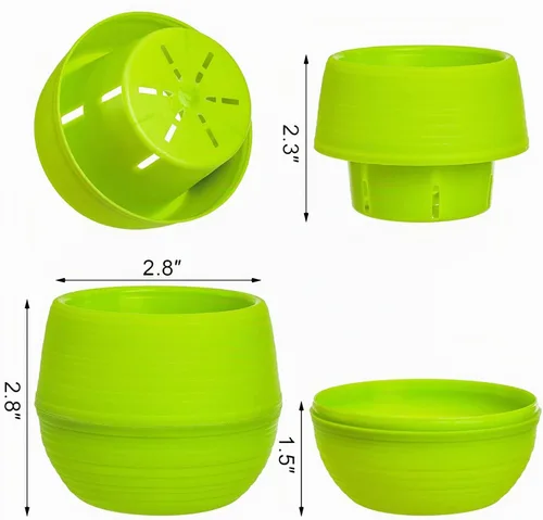 Vista 2 de Elsjoy Paquete de 30 mini macetas para suculentas, macetas de plástico de 3 pulgadas, macetas pequeñas y lindas para suculentas con drenaje